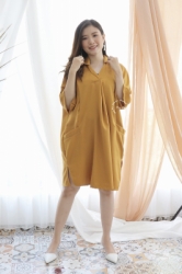 YEONG DRESS Baju Hamil Menyusui Basic Dress Casual V Neck Kantong Kekinian Modis Modern   DRO 1031 25  large
